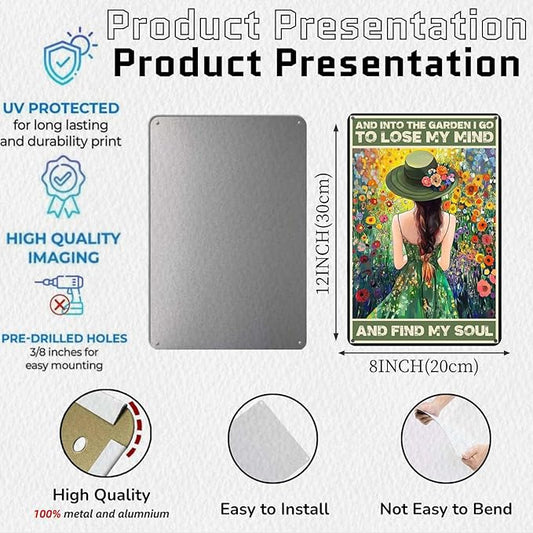 Funny Sign I Go To Lose My Mind Metal Garden Sign Garden Metal Signs Yard Outdoor Decor 8" x 12"