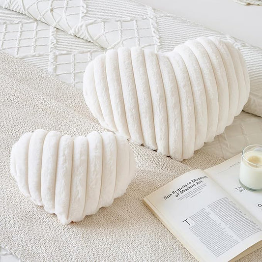 Heart Pillow, Heart Shaped Pillow with Soft Plush for Couch Bed, Decorative Throw Pillows for Bedroom Livingroom, Cozy Heart Pillows Home Decor Pillow Cushion (White, Large 19.6" x 15.7")