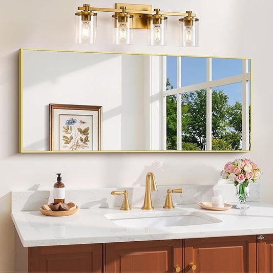 COFENY Gold Bathroom Mirror for Wall, 20x48 Inch Rectangle Mirror with Metal Frame, Modern Vanity Mirrors for Bathroom Living Room, Entryway Hangs Horizontal or Vertical