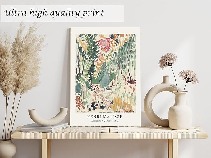 Induslyfe Framed Sage Green Vintage Wall Art Canvas Decor Set of 3, Matisse Prints Posters Mid Century Modern Art, Aesthetic Floral Botanical Wall Art for Bedroom, Living Room, Bathroom 12x16