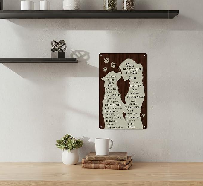 Vintage Funny Metal Sign Funny Dog Metal Sign wall decor I Know I'M Just A Dog Retro Rustic Tin Signs Wall art for Home Yard & Garden Farm 8x12 Inch
