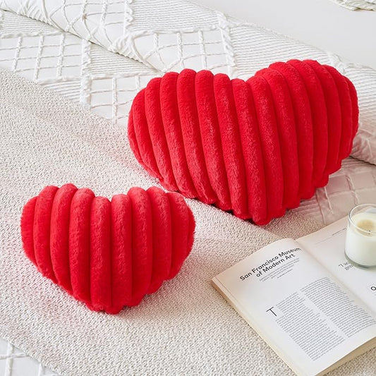 Heart Pillow, Heart Shaped Pillow with Soft Plush for Couch Bed, Decorative Throw Pillows for Bedroom Livingroom, Cozy Heart Pillows Home Decor Pillow Cushion (Red, Large 19.6" x 15.7")