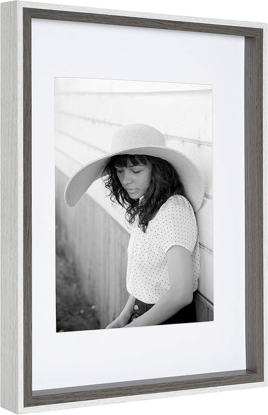 Kate and Laurel Gibson Transitional Frame Set, Set of 4, 11" x 14", White and Gray, Casual Frames for Any Room in The Home