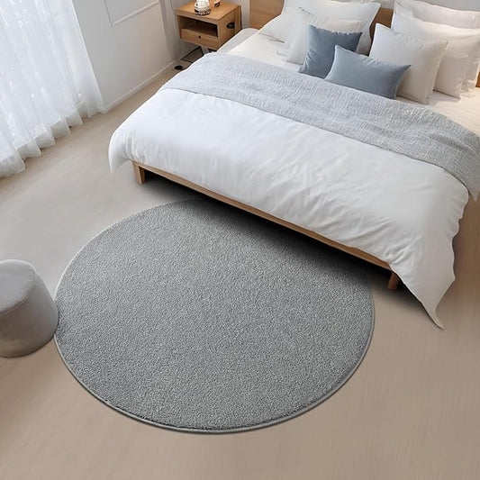 Grey Round Area Rugs for Living Room Bedroom, 4x4 Feet Ultra Soft Memory Foam Modern Indoor Circle Carpet, Non-Slip Comfy Washable Circular Rug for Boys Girls Nursery Room Home Decor