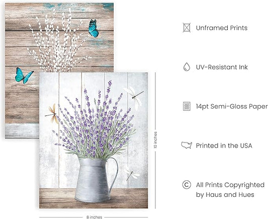 HAUS AND HUES Floral Botanical Prints - Set of 4 Flower Posters, Flower Pictures Wall Decor, Floral Prints (Unframed 8x10)