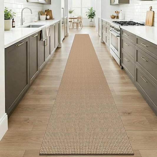 KOZYFLY Boho 2x20 Runners Rugs for Hallway, Extra Long Washable Runner Rug, Woven Non Slip Kitchen Runner, Cotton Entryway Rug, Floor Carpet for Entry, Aisle, Hall, Orange Beige/Tan/Brown
