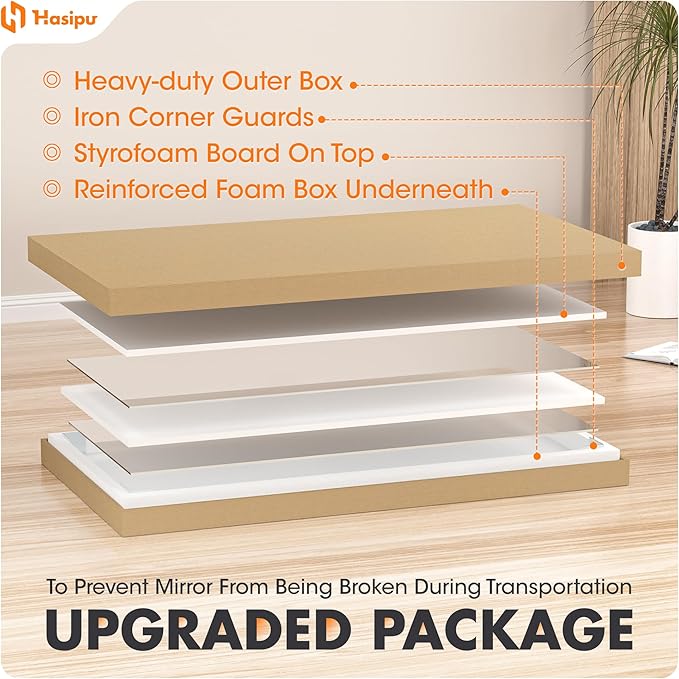 Hasipu Home Gym Mirror 48" L x 24" W - 2PCS Large Full Body Mirror for Yoga, Fitness, Garage, Dance Studio, Wall-Mounted, 0.16in Tempered Glass Frameless