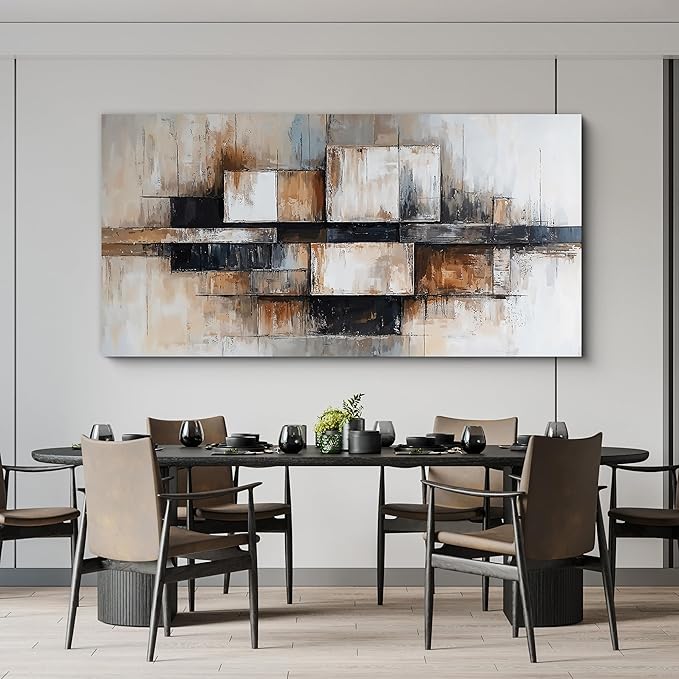 Abstract Geometric Canvas Wall Art For Living Room Art Wall Decor Modern Abstract Geometric Beige And Black Wall Art Decorations Canvas Wall Art Prints For Bedroom And Office Wall Decor 20 X 40 Inch