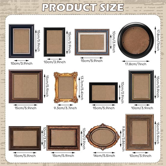 Pinkunn 12 Pcs Vintage Picture Frames for Wall or Tabletop Display Ornate French Country Frames Vintage Farmhouse Decor Antique Wall Art Set for Gallery Bedroom Living Room, No Photos