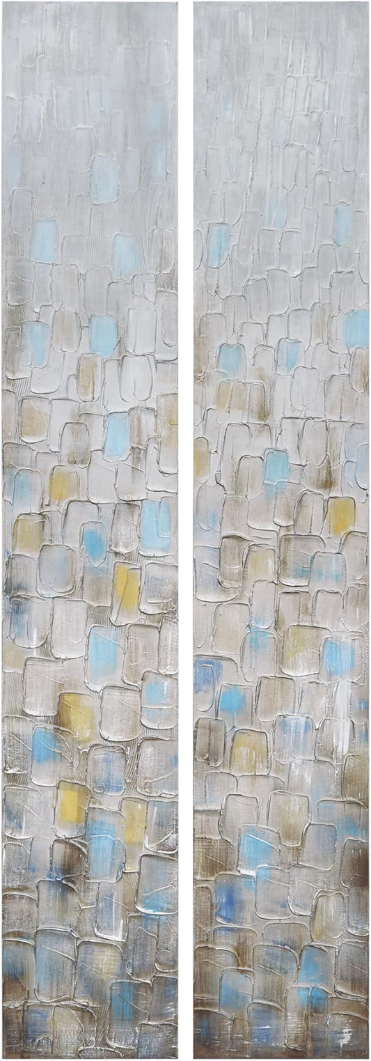 Empire Art Direct Abstract Wall Art Textured Hand Painted Canvas by Martin Edwards, Diptych, 72" x 12" each, Cosmopolitan
