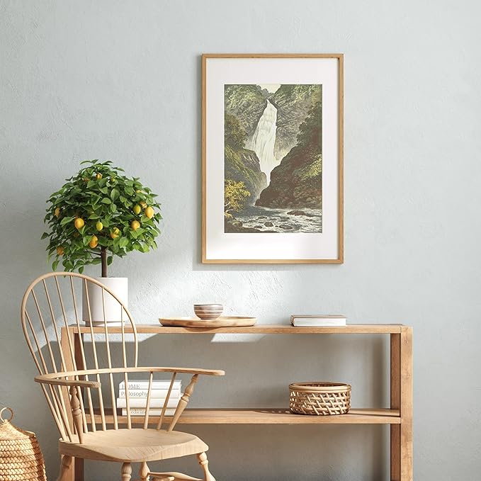 16x24 Wood Frame, Solid Oak 16x24 Poster Frames with Mat to 12x18(Openning Size is 11.7x17.7), Natural Oak 24x16 Frame, Set of 3