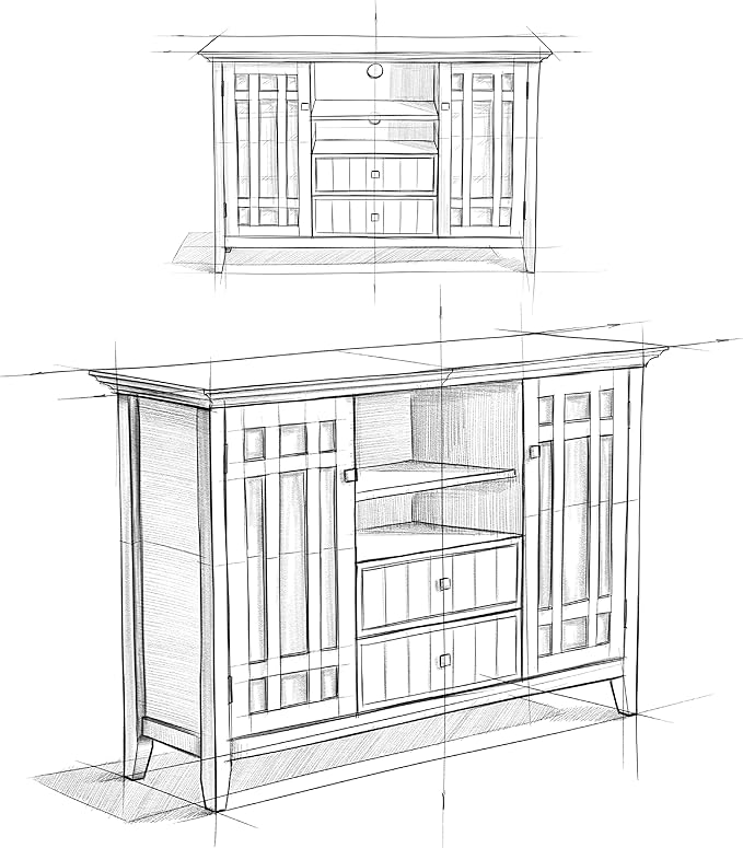 SIMPLIHOME Bedford TV Stand - 53 inch Wide Solid Wood Tall Media Console in Dark Tobacco Brown, Transitional Entertainment Center for Living Room for TVs up to 60 Inches with Cable Management