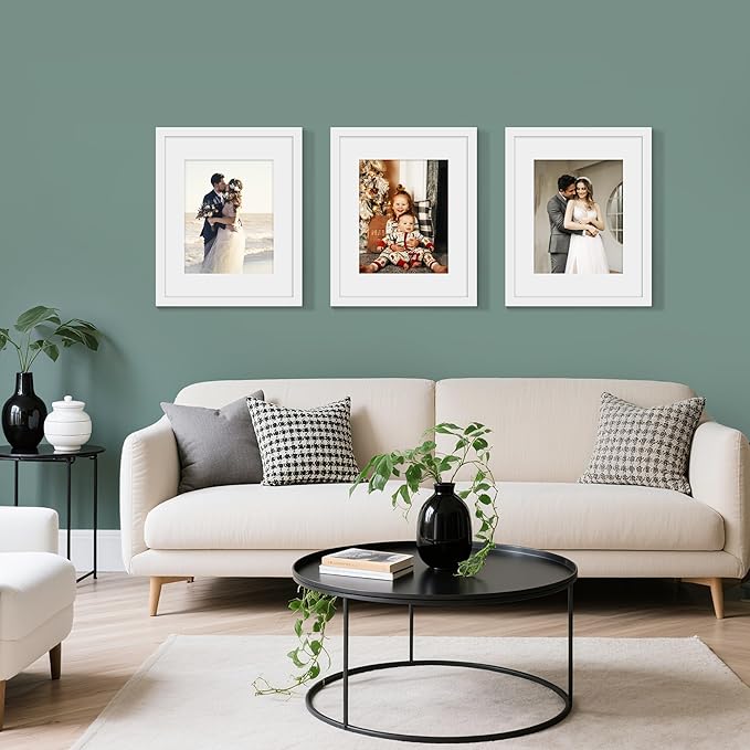 Picrit 16x20 Picture Frame Set of 12, Display 11 x 14 with Mat or 16 x 20 without Mat, Photo Frames for Wall Mounting Display, White.