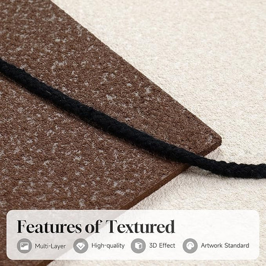 3D Textured Framed Neutral Abstract Wall Art, Modern Beige and Brown Block and Rope Paintings Artwork for Walls, Minimalist Pictures for Living Room Dining Room Bedroom Entryway Wall Decor 24x36 In