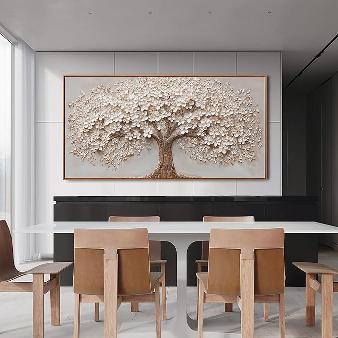 Canvas Wall Art Decor Prints Oversized Wall Art Pictures for Living Room Tree of Life Wall Art Decor Canvas Art Wall Decor Modern Large White Wall Art Prints Framed Artwork for Walls Bedroom Office Decor 29" X 58"