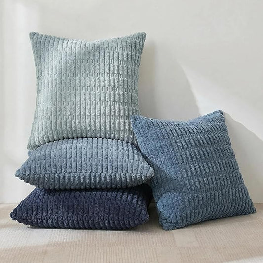 Fancy Homi 4 Packs Decorative Throw Pillow Covers for Living Room Couch Bed, Modern Farmhouse Boho Home Décor Accent Cushion Case, 26" x 26", Blue Series