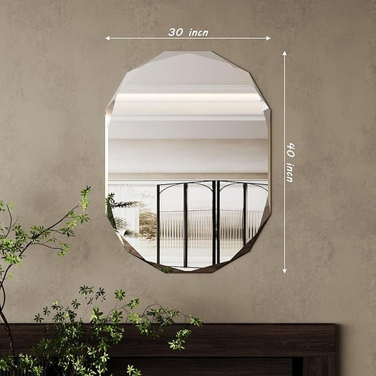 AUYHM Frameless Bathroom Mirror 30x40,Bathroom Mirrors for Over Sink,Oval Bathroom Mirrors Beveled Edge entryway Horizontal and Vertical,espejos decorativos de pared