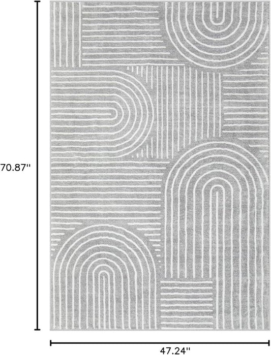Lahome Abstract Washable Rugs, Soft Area Rugs 4x6 Non-Slip Grey Rug for Bedroom Entryway, Ultra-Thin Living Room Rugs Modern Throw Carpet for Nursery Kitchen Darrell (4'x6',Gray)