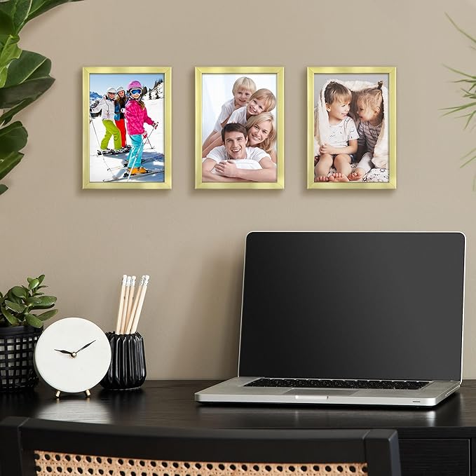 Icona Bay Combo-Sizes Gold Picture Frames Set - 10 PC (Four 4x6, Four 5x7, Two 8x10), Noble Collection Multi-Pack, Modern Professional Design for Wall Gallery