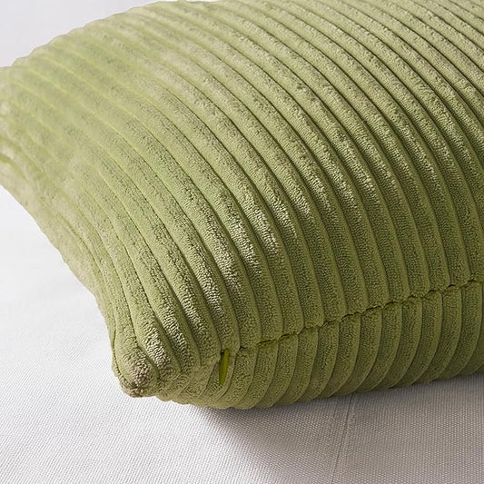 Topfinel Euro Shams Decorative Throw Pillow Covers 26x26 Inch Set of 4,Oversized Large Cushion Cases for Couch Sofa,Living Room,Corduroy Yellow Green Summer Home Decor