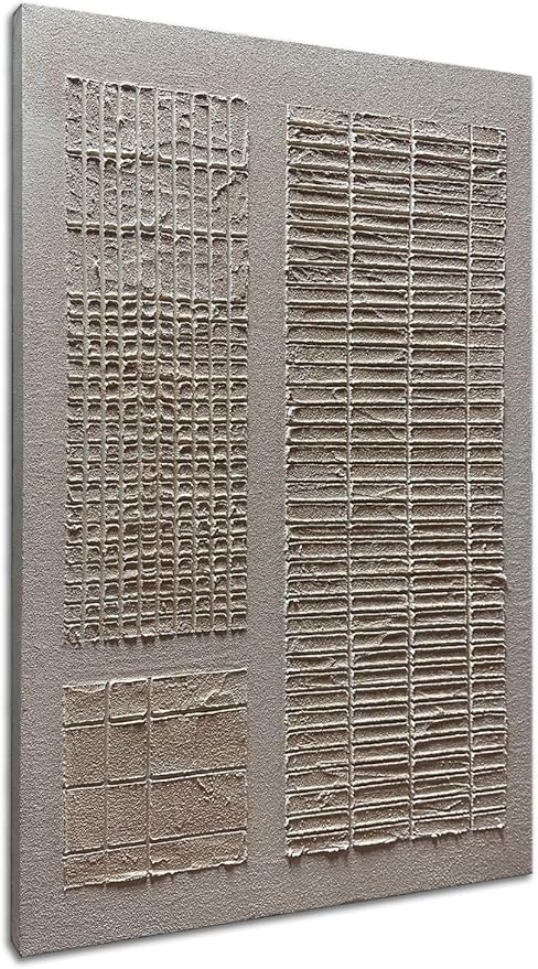 Slyart 100% Hand-Painted Beige and White Texture Abstract Wall Art Oil Painting 45x30 inch Contemporary Minimalist Art Home Wall Decoration Painting