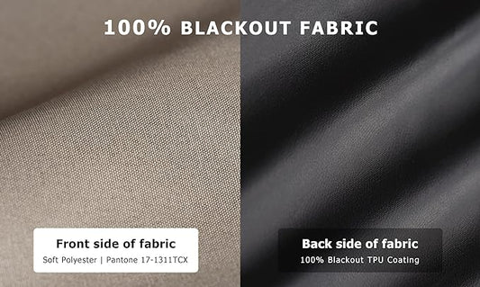 LazBlinds 100% Blackout Door Curtain, No Tools No Drill Cordless Blinds for Windows, Thermal Insulated UV Protection Privacy Window Curtains for French Door Front Door(26''W x 68''H, Taupe, 1 Panel)