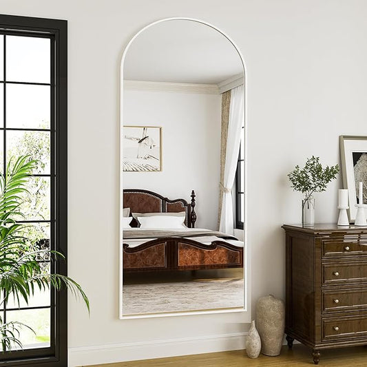 Rowjut Large 76"x34" Arched Full Length Mirror White Floor &Standing for Bedroom&Living Room&Wall Mounted Mirror Full Body Mirrors Hanging or Leaning.