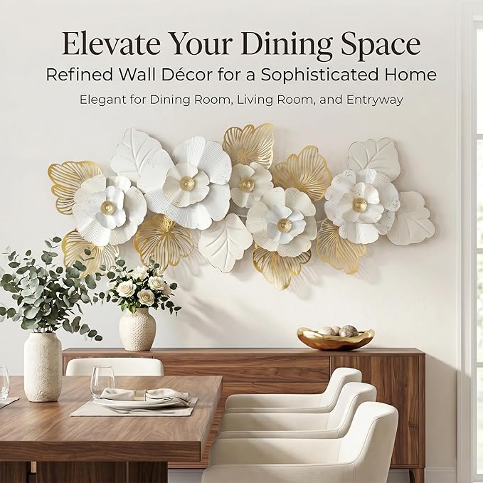 Axioglo Large Metal Wall Art Decor, 3D Abstract Floral Design, Handcrafted Metal Wall Sculpture for Living Room, Bedroom & Entryway(59")