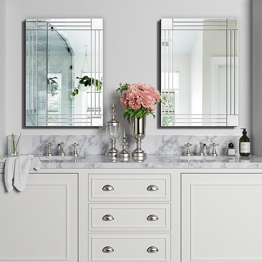 Decorative Wall Mirror Gorgeous Silver Mirror for bedrooms, bathrooms, entryways hallways, Living Room and Dining Room Walls “20x28”