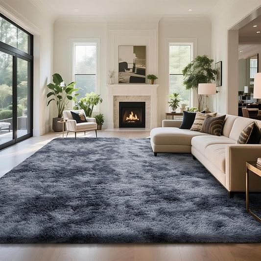 yongyangjuxin Fluffy Rug Shag Area Rug, Mottling Dark Grey 8x10 Area Rugs for Living Room, Large Shag Area Rugs for Bedroom Kids Room Home Decor, Upgrade Anti-Skid Rectangular Fuzzy Rugs