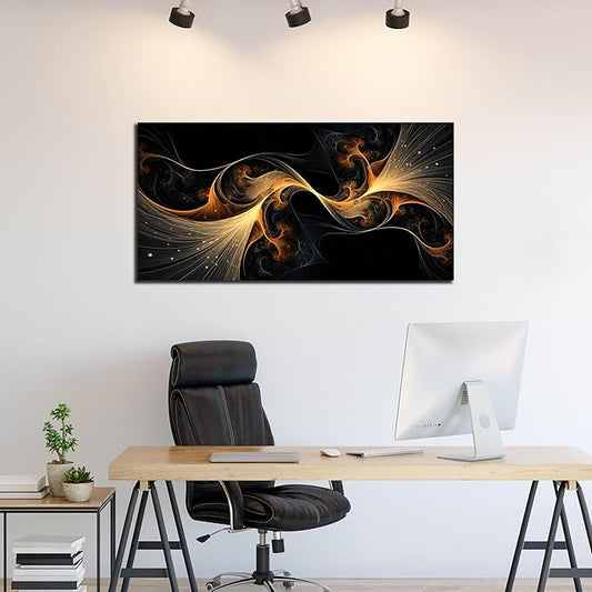 Ouzzlie Abstract Wall Art for Bedroom Black Canvas Wall Decor for Living Room Modern Picture Artwork Big Print Home Office 24" x 48"