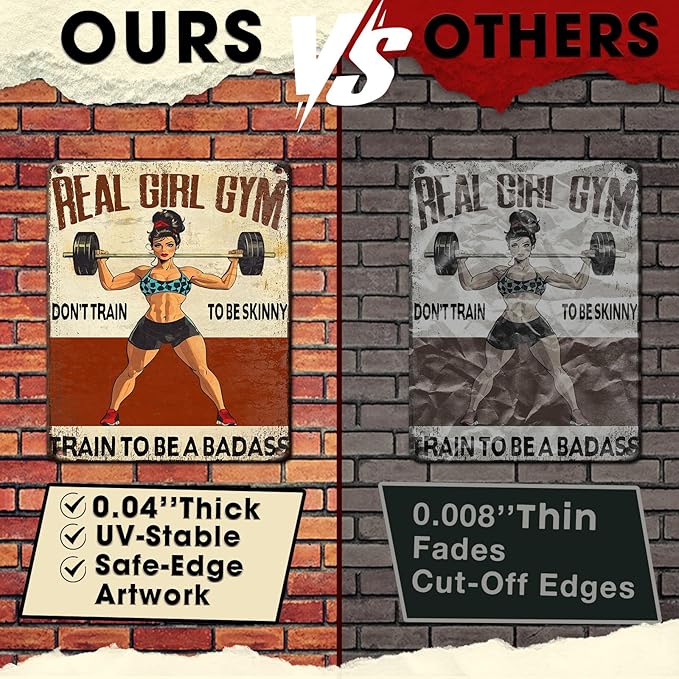 Woman Gym Vintage Tin Sign Don't Train To Be Skinny Train To Be A Badass Metal Tin Signs Funny Weightlifting Workout Decor House Decoration 12x16inch