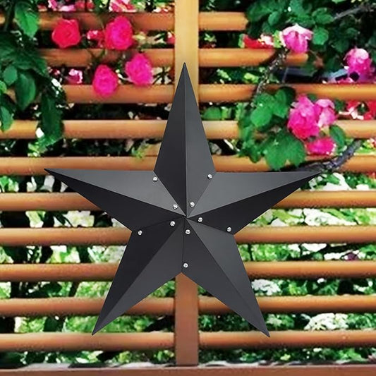 24" Barn Star-Black Barn Stars Outdoor Decoration-Metal Star for Outside Texas Stars Art Rustic Vintage Western Country Home Farmhouse Primitive House Decor- Primitive Wall Décor