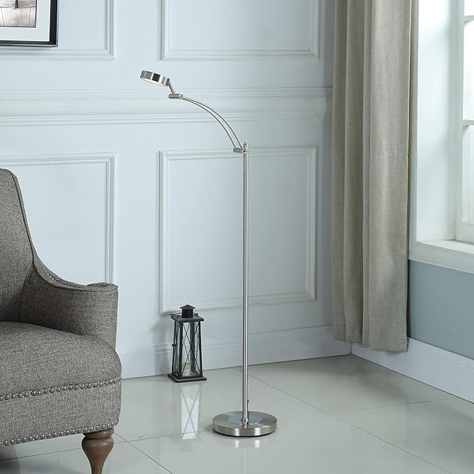 Ore International HBL2315 54" in Tinsley Silver Integrated Led Task Floor Lamp