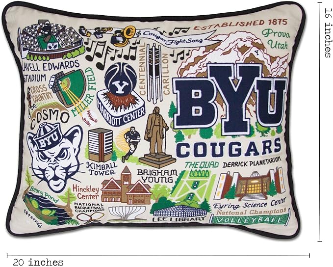 Catstudio Brigham Young University (BYU) Collegiate Embroidered Decorative Throw Pillow