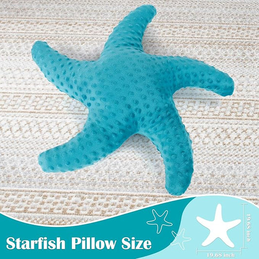 Marble Empire Starfish Pillow for Couch and Bed, Coastal Decor Throw Pillow, Ocean Beach Theme Accent Pillow for Living Room(Turquoise)