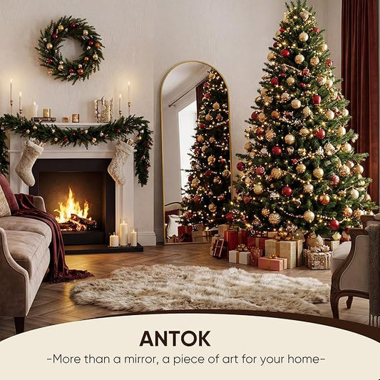 Antok 58" x19” Arched Full Length Floor Mirror, Gold Aluminum Frame, Free Standing/Wall Mount/Leaning for Bedroom, Living Room, Dressing Room