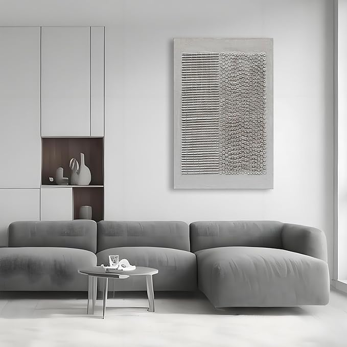 NANKAI Art Hand-Painted White Thick Texture Abstract Art Oil Painting Contemporary Minimalist Art Home Office Corridor Wall Decoration Painting 45x30 inches