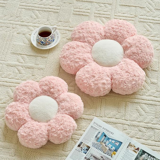Flower Pillows, Decorative Throw Pillow with Soft Plush for Couch, Flower Shaped Pillow Home Decor Daisy Pillow for Bed (Pink, 14.9 Inches)