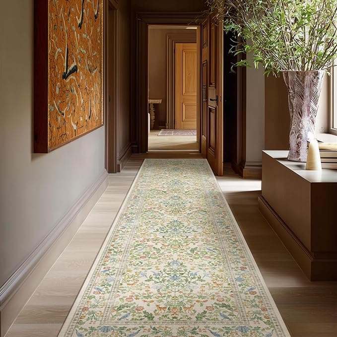 Washable Runners for Hallways Kitchen Rug: 2'x10' Runner Rugs Stain Resistant Non Slip Low Pile Soft Indoor Carpet Runner Rugs for Entryway Hallway Bedroom Kitchen Beside Bathroom Laundry Room