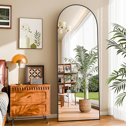 59"x16" Floor Mirror Full Length, Arched Full Length Mirror with Stand, Full Body Mirrors for Bedroom Living Room or Cloakroom Black