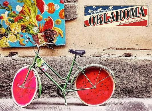 Welcome to US City Metal Wall Decor OKLAHOMA Metal Tin Sign Decorative Plaque Farmhouse Country Home Decor 4" X 16"