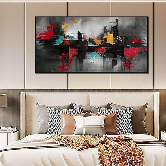 Framed Canvas Wall Art for Living Room Black and Red Abstract Canvas Prints Modern Wall Art Ready to Hang for Bedroom Office Size 30x60 inches