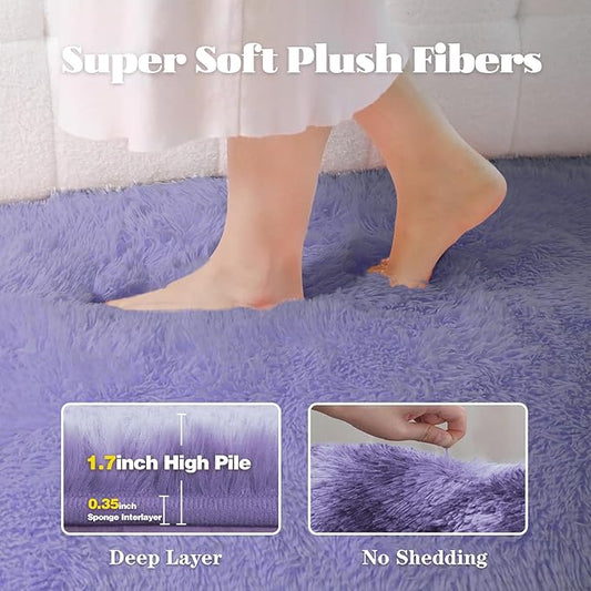 8x10 Area Rugs for Living Room: Fluffy Shag Soft Washable Rug Large Fuzzy Plush Indoor Carpet for Bedroom Nursery Playroom Kids Girls Boys Room (Purple, 8'x10')