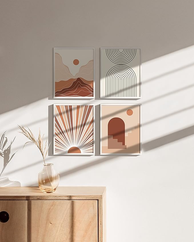HAUS AND HUES 8x10 White Aluminum Frame Set of 4 - Modern Gallery Pack, Shatterproof Plexiglass (White Aluminum Frames)