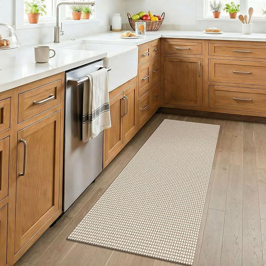 KOZYFLY 2x4 Entry Runner Rug, Small Washable Runners for Entryway, Non Slip Door Mat Indoor Entrance, Front Porch Carpet for Foyer, Kitchen, Bedroom, Bathroom, Ivory/Camel/Brown
