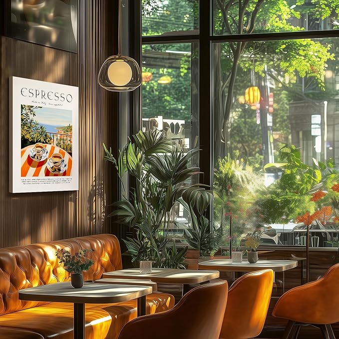 GELDSTEI Coffee Wall Art, Vintage Espresso Wrapped Canvas Print, Italian Coffee Poster Print, Cafe Bar Decoration, Retro Italian Cafe Wall Decor for Kitchen Dining Room Framed Ready to Hang 16x24 Inch