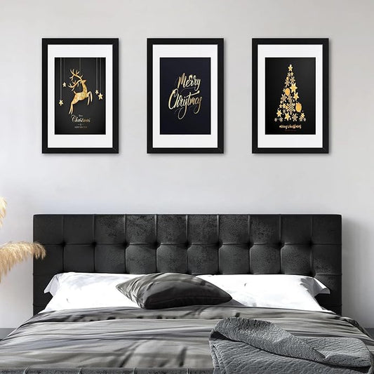 ELSKER&HOME 16x24 Poster Frame 3 Pack, Black Picture Frame Display Poster 12 x 18 with Mat or 16 x 24 Without Mat, Horizontal and Vertical Wall Mounting
