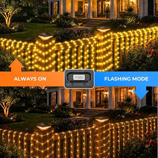 2 Pack Solar Post Cap Lights,Fence Post Solar Lights Fit for 4x4 5x5 6x6 Vinyl/Wooden Posts,2-in-1 Lighting Modes Waterproof Light for Deck Patio or Garden Decor