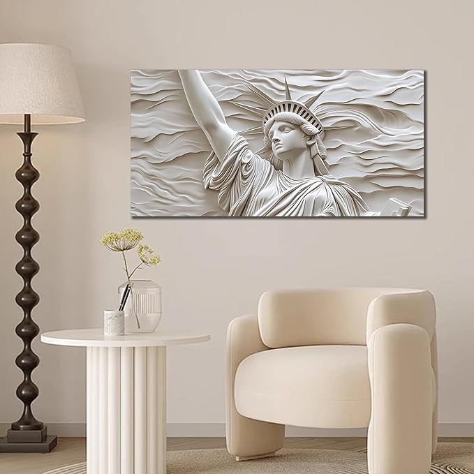 Trogonup Canvas Wall Art for Living Room Large Modern Canvas Prints White Statue of Liberty Picture Artwork for Bedroom Home Office 20"x40"